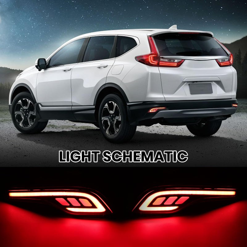 Clidr Red LED Rear Bumper Reflectors Fog Brake Tail Light Lamps Kit for Honda CRV CR-V 2017 2018 2019 Accessories Driver and Passenger Side (L&R) - Image 3